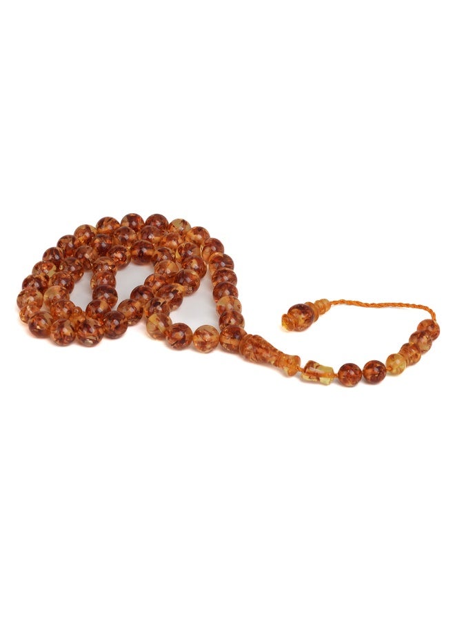 R.S Polish Amber Dust Prayer Beads, Round Shape, 51 Honey Marbled Beads - Image 3