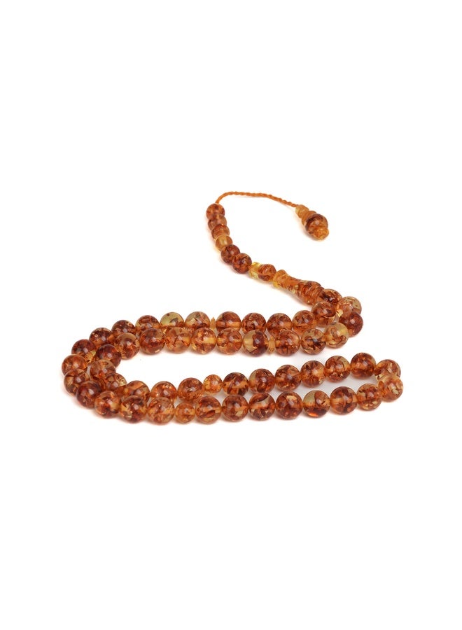 R.S Polish Amber Dust Prayer Beads, Round Shape, 51 Honey Marbled Beads - Image 2