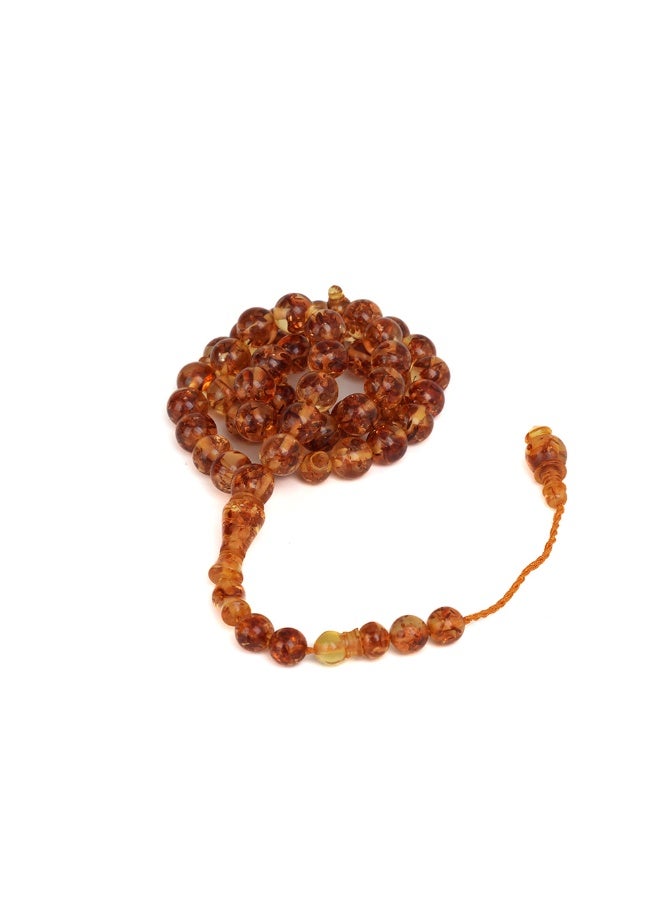 R.S Polish Amber Dust Prayer Beads, Round Shape, 51 Honey Marbled Beads - Image 1