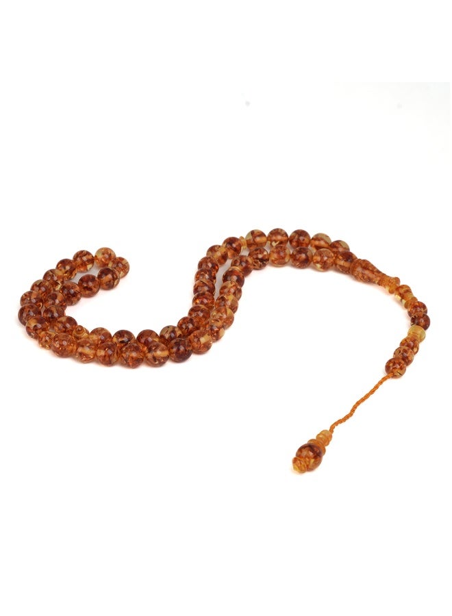 R.S Polish Amber Dust Prayer Beads, Round Shape, 51 Honey Marbled Beads - Image 5