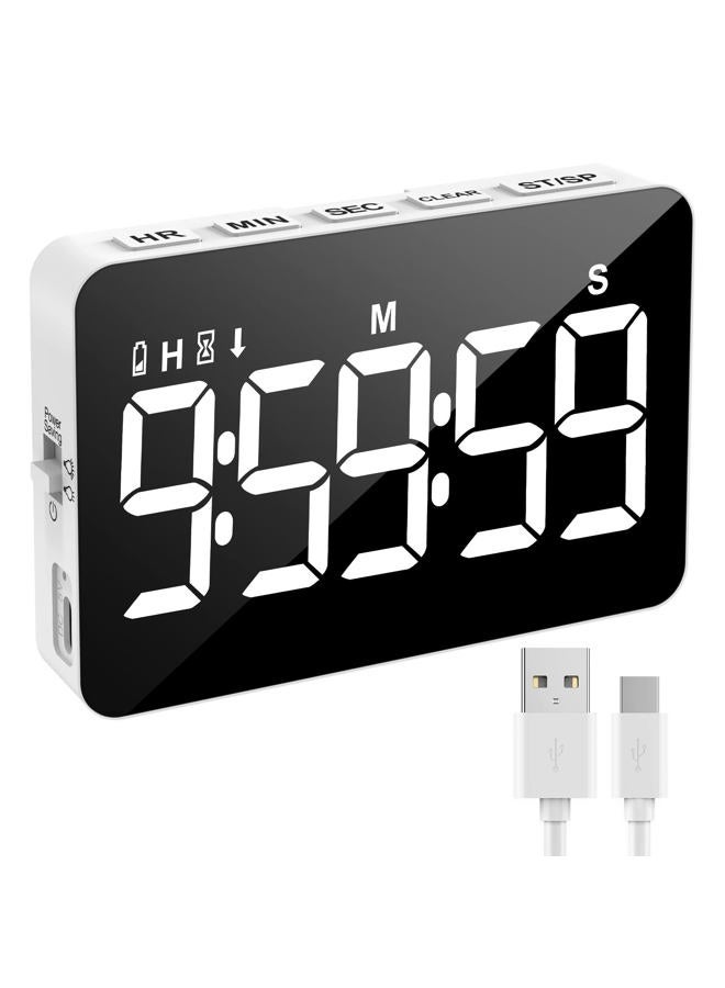 Samshow Rechargeable Digital Kitchen Timer for Cooking, Magnetic Timers with Countdown/up, Kids Timer with 5”LED Display 3 Brightness 4 Volume Adjustable for Classroom/Office/Home/Work/Study/Fitness/Game - Image 1