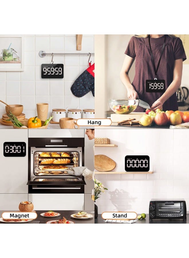 Samshow Rechargeable Digital Kitchen Timer for Cooking, Magnetic Timers with Countdown/up, Kids Timer with 5”LED Display 3 Brightness 4 Volume Adjustable for Classroom/Office/Home/Work/Study/Fitness/Game - Image 5