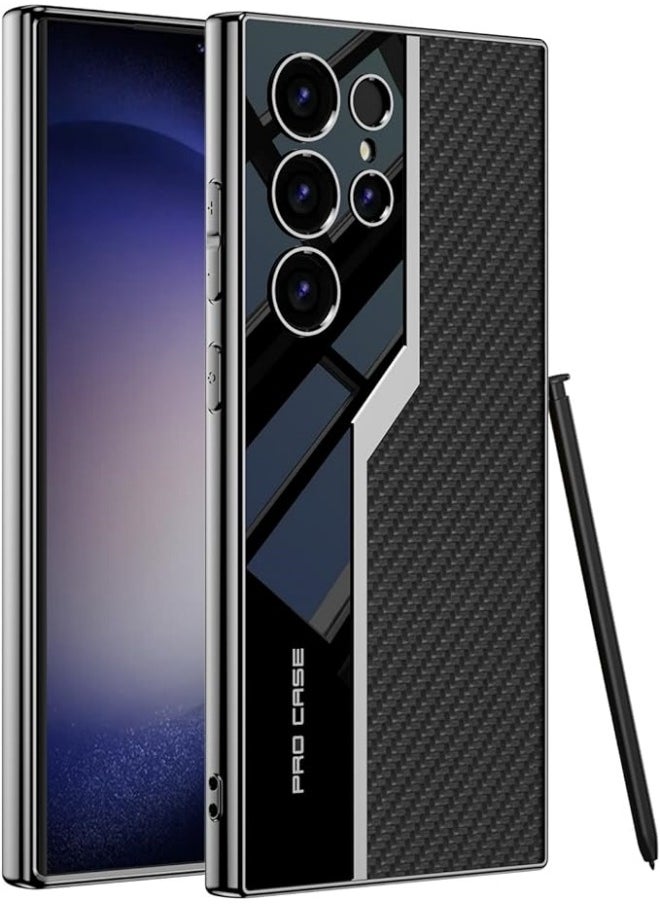 General Case Compatible with Samsung Galaxy S24 Ultra Case Electroplated TPU Frame and Back Leather Cover Slim Shockproof Case for Galaxy S24 Ultra  - Image 1