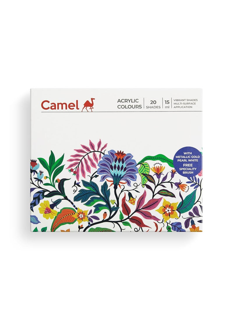 camel Camel Acrylic Ultra, Pearl and Metallic Colour Set - Pack of 20 shades  - Image 1