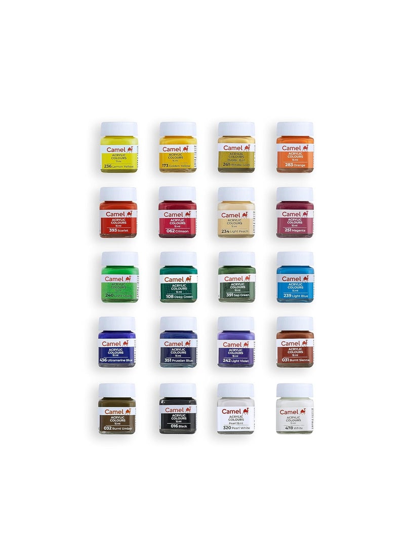 camel Camel Acrylic Ultra, Pearl and Metallic Colour Set - Pack of 20 shades  - Image 3