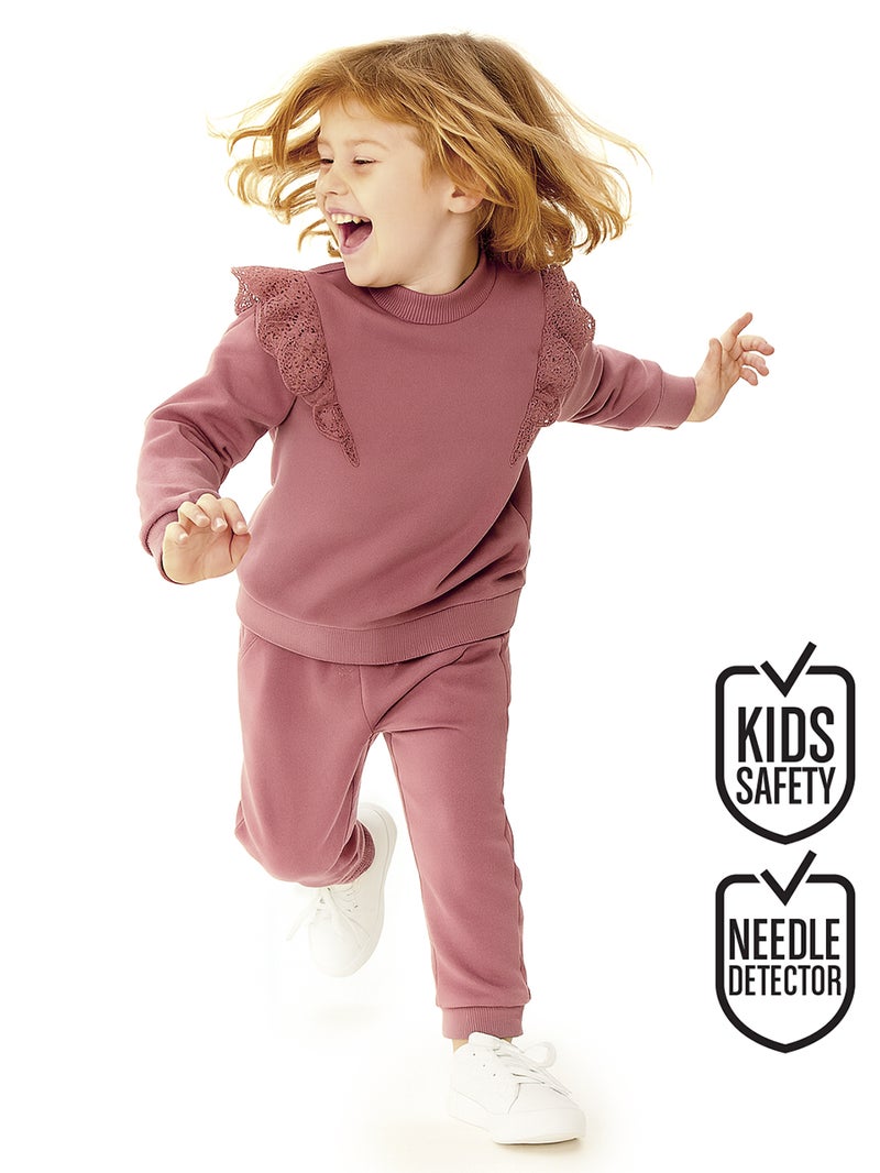 Denokids Rose Frilled Girl Tracksuit - Image 1