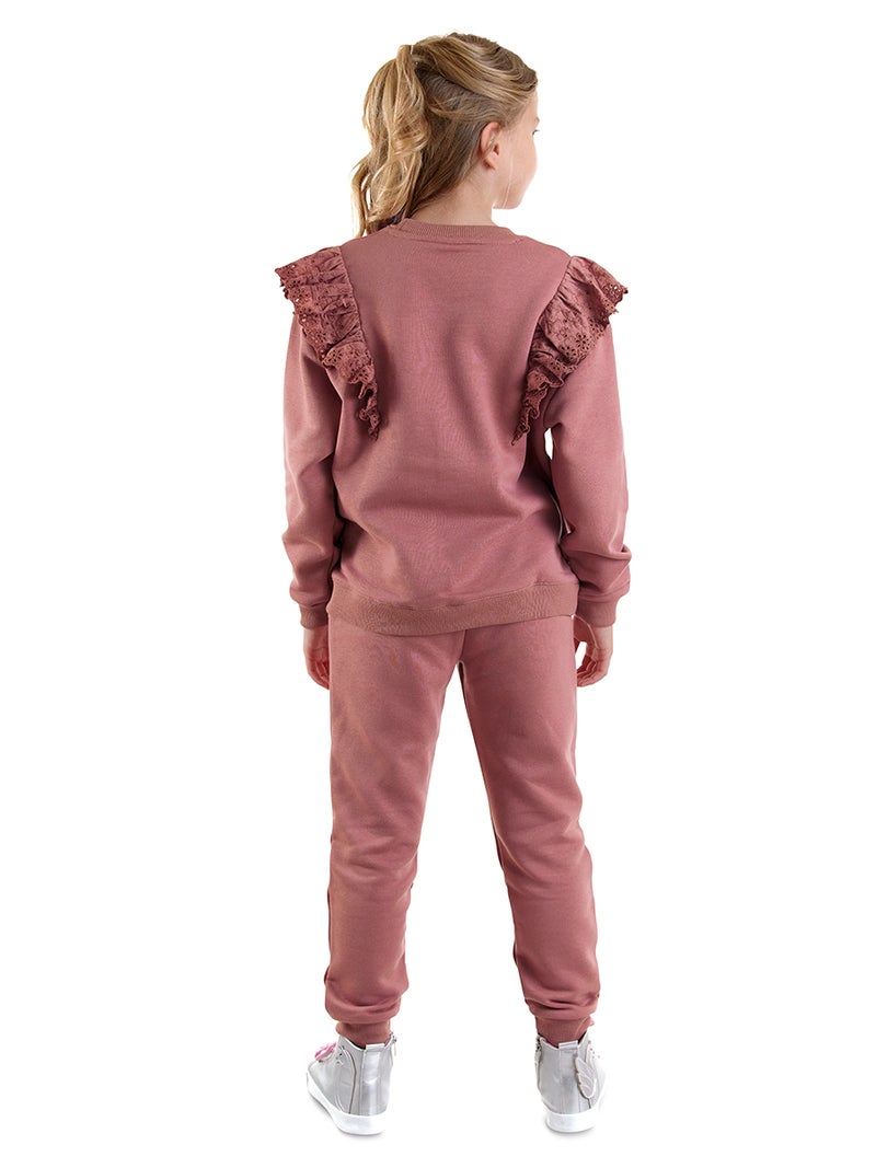 Denokids Rose Frilled Girl Tracksuit - Image 2