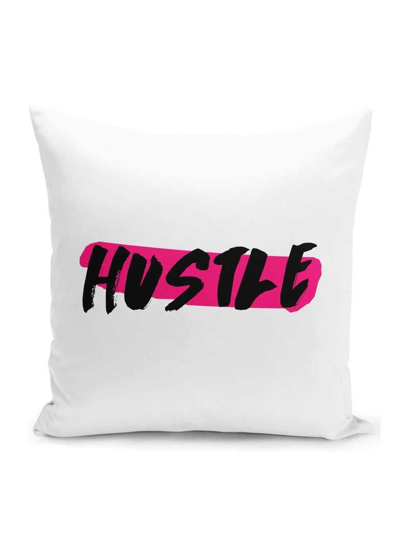 Home Decor With Stuffing Hustle Work Hard Throw Pillow 16 x 16 Inch - Image 1