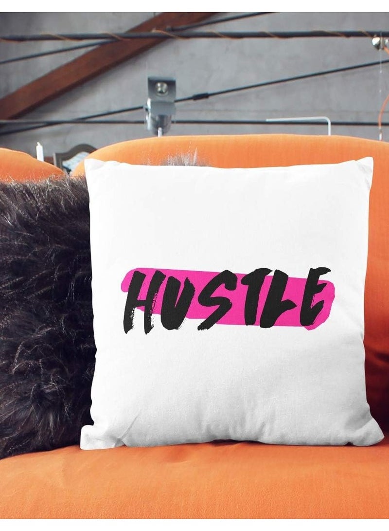 Home Decor With Stuffing Hustle Work Hard Throw Pillow 16 x 16 Inch - Image 2