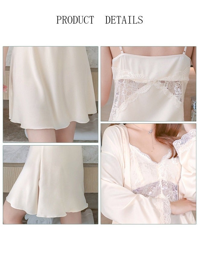 DUNISO Women Pajama Dress, Satin Lace Lingerie, V Neck Sleeveless Nightgown, Camisole Sleep Dress, Summer Pajama Set, Home Clothes, Short Nightwear - Image 5