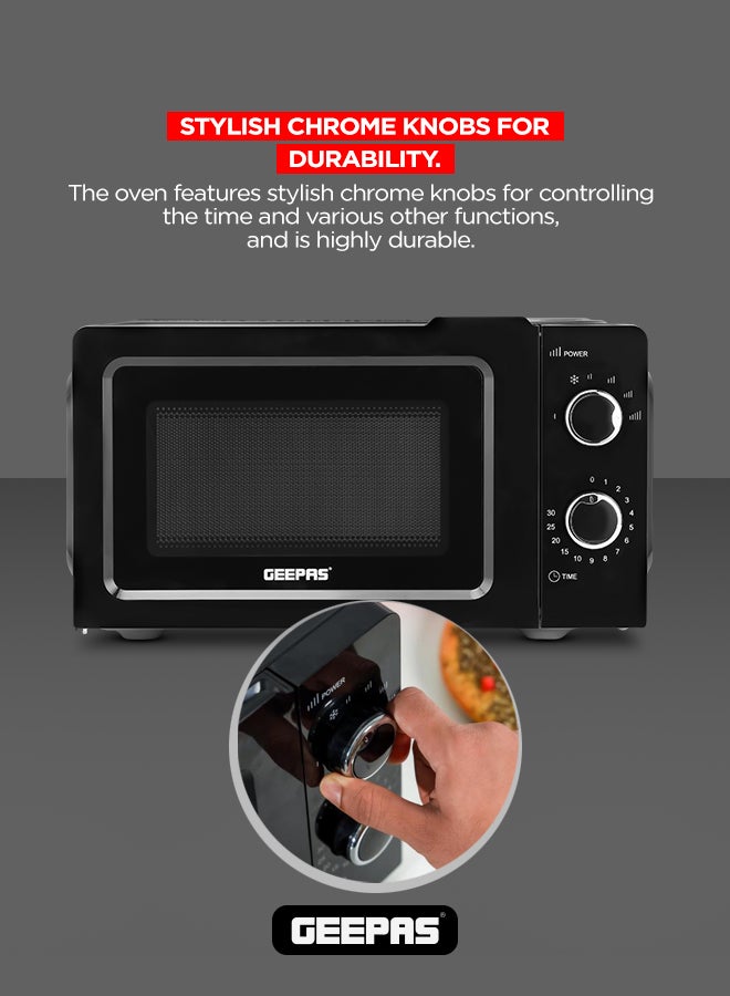 GEEPAS 20L Solo Microwave Oven - 1100W High Power | Fast Defrost & Easy Reheat | 5 Power Levels, 35-Min Timer, Compact Countertop Design with Easy-Clean Cavity 20 L 1100 W GMO1899-20LS-BL Black - Image 3