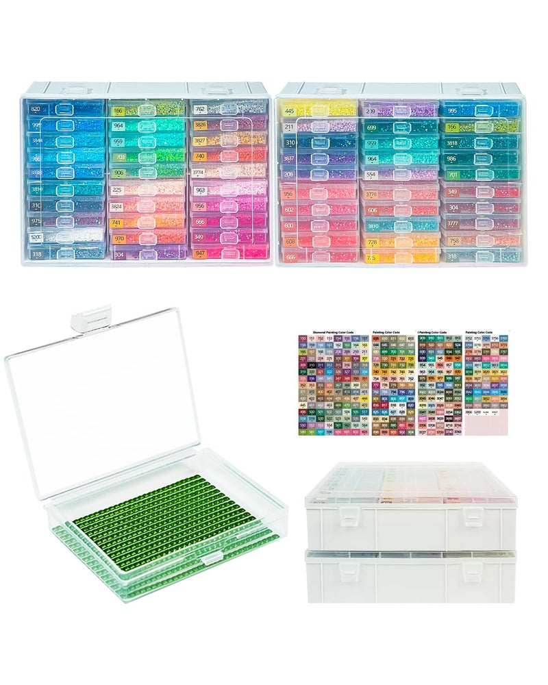 YBUTVY Diamond Art Trays with Lids, 60PCS Diamond Painting Trays with Lids ï¼† Diamond Art Storage, Diamond Painting Accessories for Beads (2 Packs) - Image 1