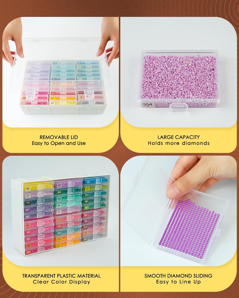 YBUTVY Diamond Art Trays with Lids, 60PCS Diamond Painting Trays with Lids ï¼† Diamond Art Storage, Diamond Painting Accessories for Beads (2 Packs) - Image 5