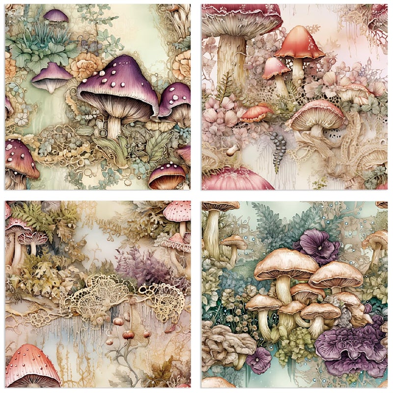 YASMEN Valentine Scrapbook Paper 6X6, Card Making Supplies, Single-Sided Mushroom Forest Patterned Cardstock Pads, Decorative Craft Paper, Decopodge Papers Pack, Scrapbooking junk journal Supplies-24Sheets - Image 3