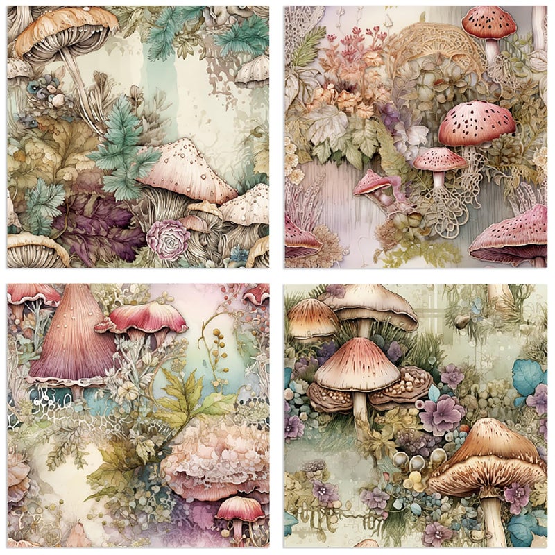 YASMEN Valentine Scrapbook Paper 6X6, Card Making Supplies, Single-Sided Mushroom Forest Patterned Cardstock Pads, Decorative Craft Paper, Decopodge Papers Pack, Scrapbooking junk journal Supplies-24Sheets - Image 2