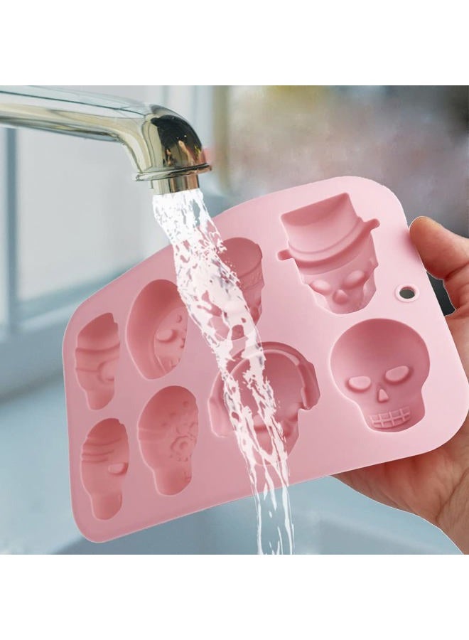 BENEKIY 2 Pack 3D Skull Silicone Molds 8 Cavity Skull Themed Baking Mould Tray DIY Baking Tool for Chocolate Cake Dessert Candy Mousse Pastry Handmade Soap Cupcake Topper - Image 3
