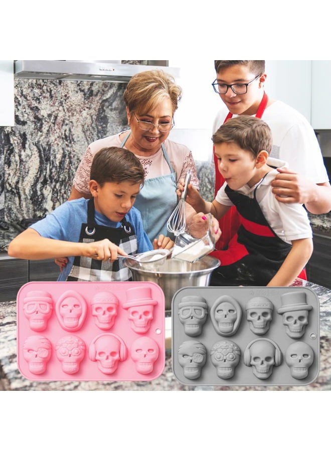 BENEKIY 2 Pack 3D Skull Silicone Molds 8 Cavity Skull Themed Baking Mould Tray DIY Baking Tool for Chocolate Cake Dessert Candy Mousse Pastry Handmade Soap Cupcake Topper - Image 5