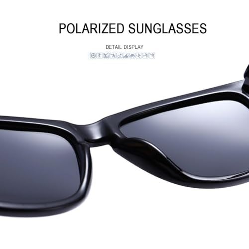Joopin Black Sunglasses Polarized UV Protection Trendy Square Shades for Men Women Retro Elegant Sun Glasses - Image 2