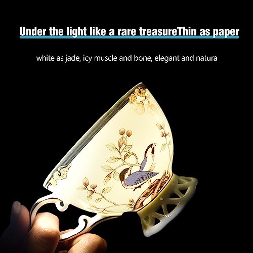 ACMLIFE Fine Bone China Tea Set with Teapot, Porcelain Tea Sets for Adults, 21-Piece Vintage Tea Set for 6, 24K Gold Blue English Floral Bone China Tea Sets for Women Tea Party for Gifts - Image 3