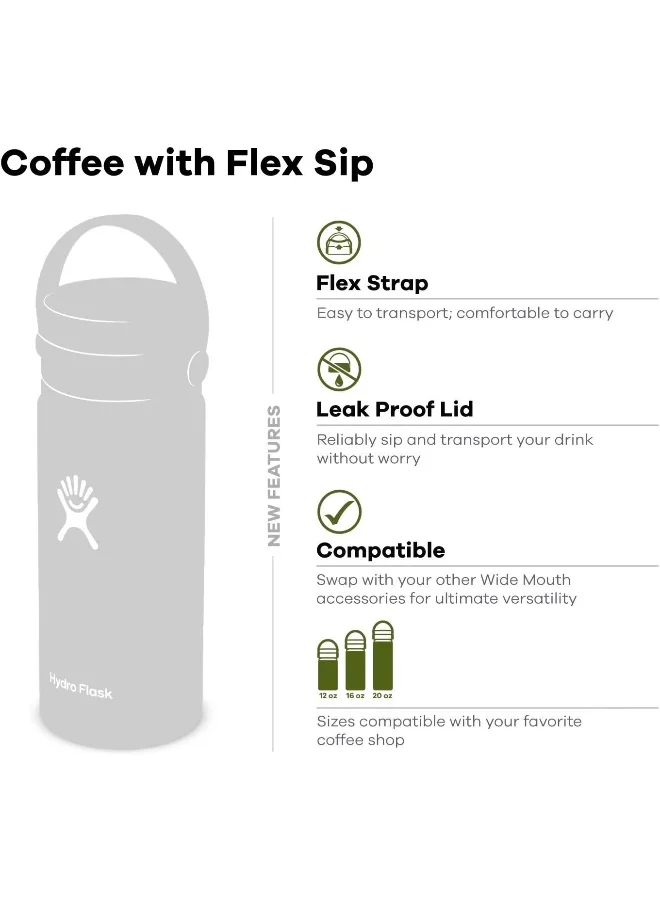 هايدرو فلاسك 16 Oz Wide Mouth Bottle With Flex Sip Lid White