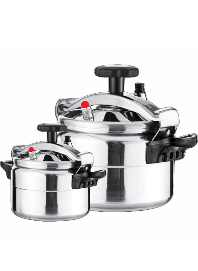 REFURA 2 Piece Combo of Refura 5 Litre & Microplus 3 Litre Aluminum Pressure Cooker | Pressure Pot | Arabic Cooker Silver MP-624 + RE-605  - Image 2
