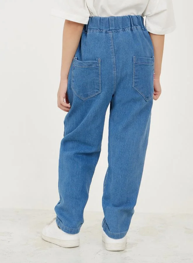 Styli Distress Patch Detail Graphic Print Relax Jeans