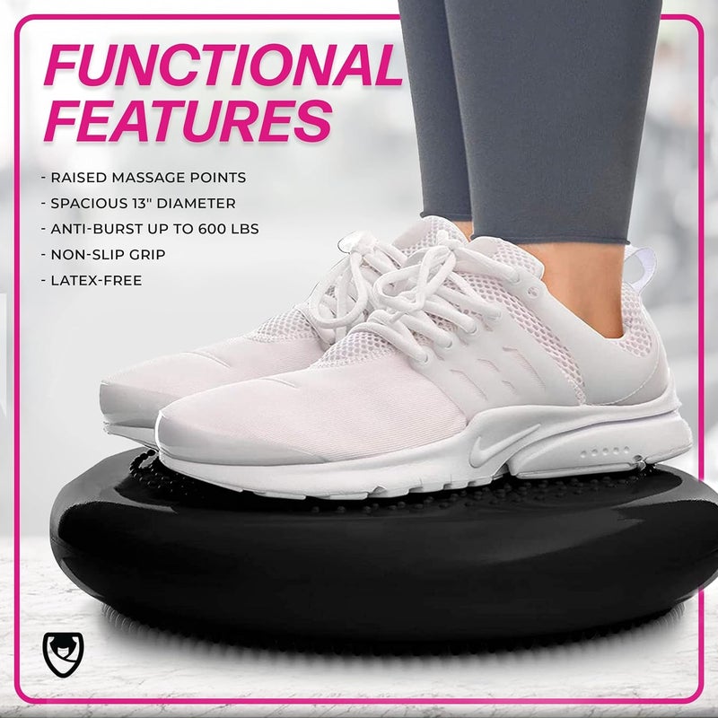 NETXE Wobble Balance Board with Pump Physiotherapy Leg Exerciser Fitness Exercise Stability Disc Cushion Non-Slip Balancer Balancing Trainer Legs Core Workout (Random Colour.) - Image 5