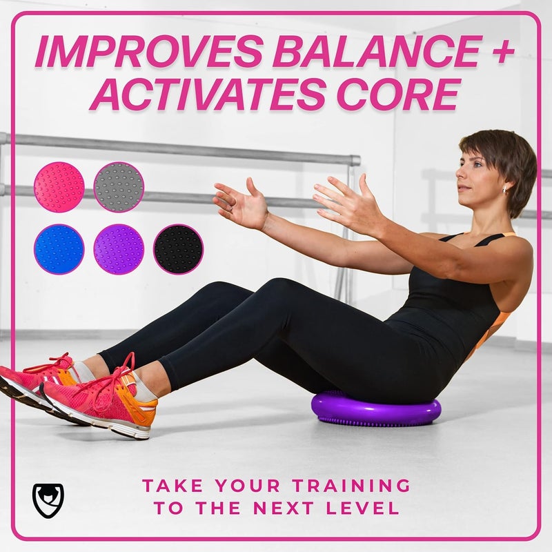 NETXE Wobble Balance Board with Pump Physiotherapy Leg Exerciser Fitness Exercise Stability Disc Cushion Non-Slip Balancer Balancing Trainer Legs Core Workout (Random Colour.) - Image 4
