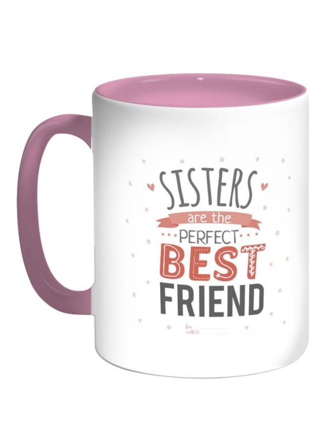 RYN Best Friend Printed Ceramic Coffee Mug White/Pink/Red 12ounce