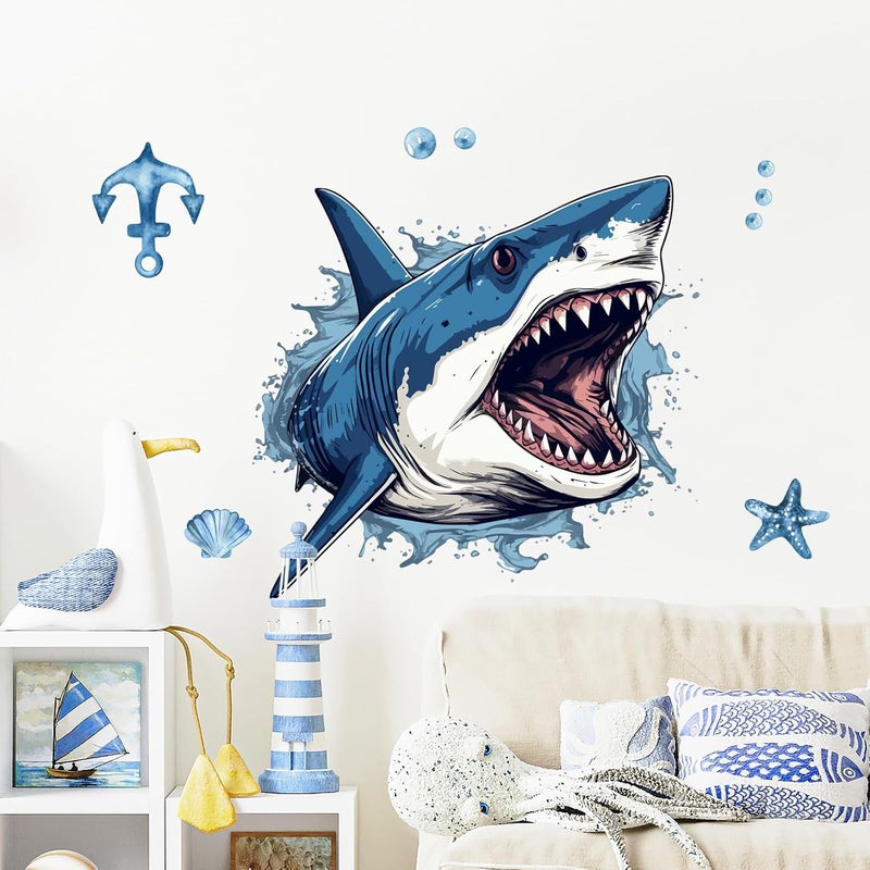 Supzone Large 3D Shark Opening Mouth Wall Decals 236  307 inches Ocean Wall Sticker SelfAdhesive for Boys Bedroom Livingroom Nursery Playroom Classroom - Image 4