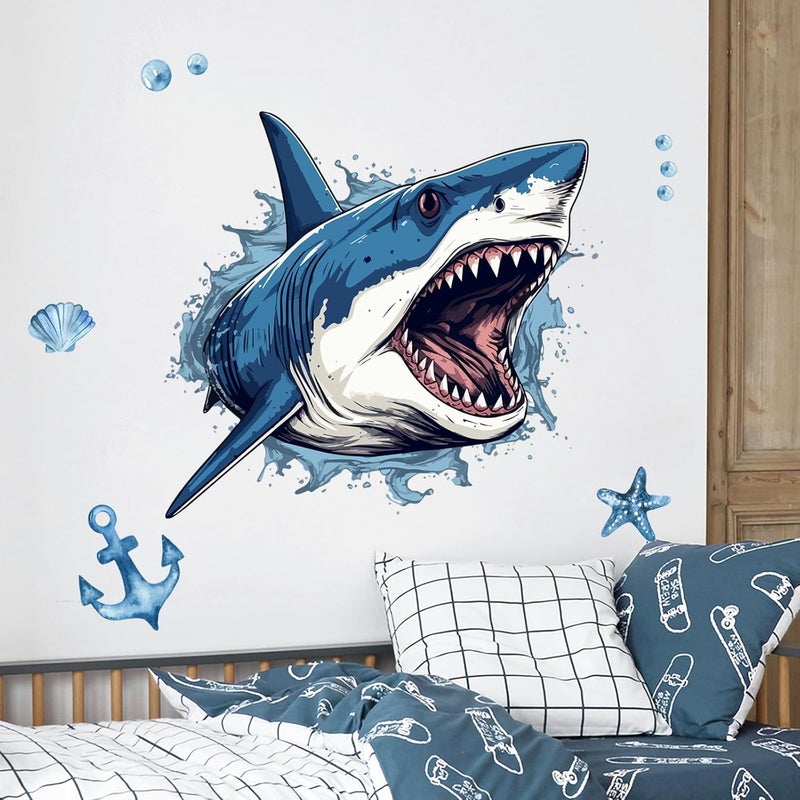 Supzone Large 3D Shark Opening Mouth Wall Decals 236  307 inches Ocean Wall Sticker SelfAdhesive for Boys Bedroom Livingroom Nursery Playroom Classroom - Image 2