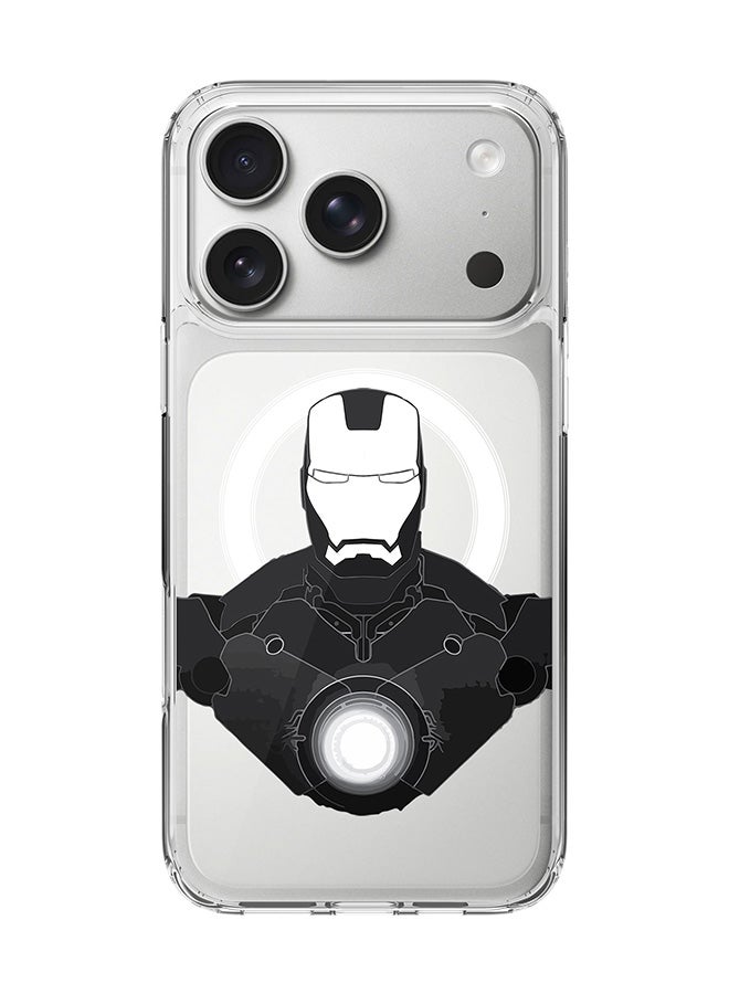 Stylizedd Classic Clear MagSafe Case for iPhone 17 Pro , Hybrid Soft Case Flexible Edges Anti Drop TPU PC Gel Thin Transparent Cover [ Designed for iPhone 17 Pro ] - Iron Man Beam