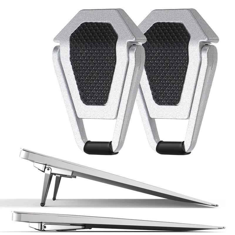 2 Pcs Adjustable Alloy Cooling Stand for Laptop with Non Slip Feet Silver Black - Image 2