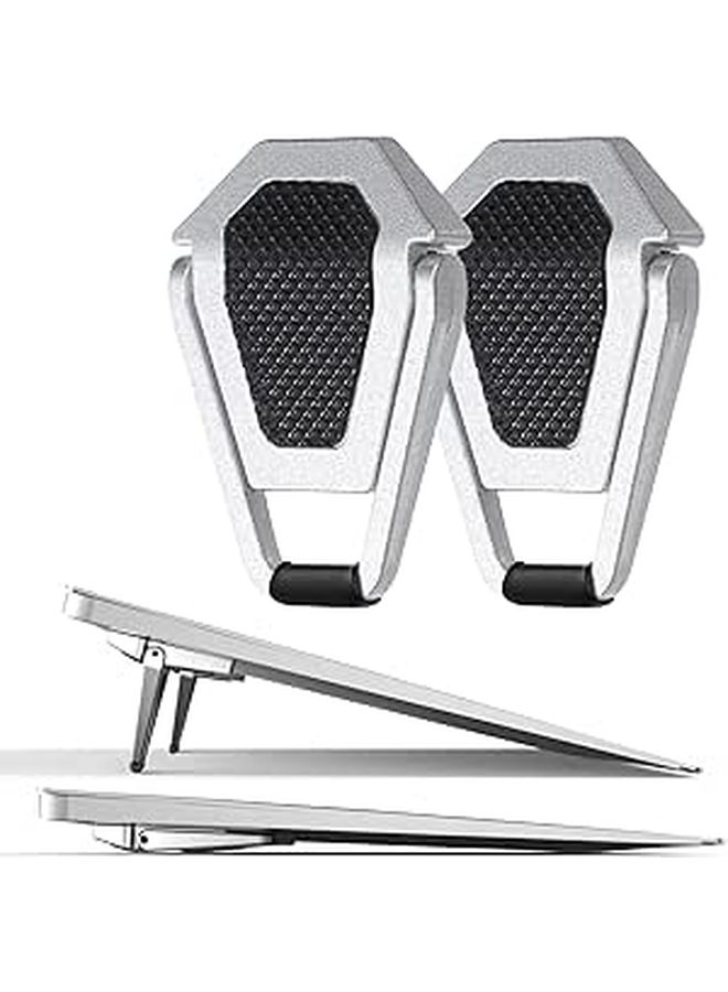 2 Pcs Adjustable Alloy Cooling Stand for Laptop with Non Slip Feet Silver Black - Image 1
