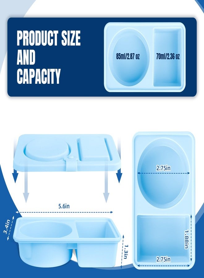 TULOBI 3 Pack Silicone Reusable Snack Containers with Lids, Cute Double Compartment Snackle Box Containersfor Dips Salad Condiment, Small Food Snack Case for Travel, School, Picnics - Image 2