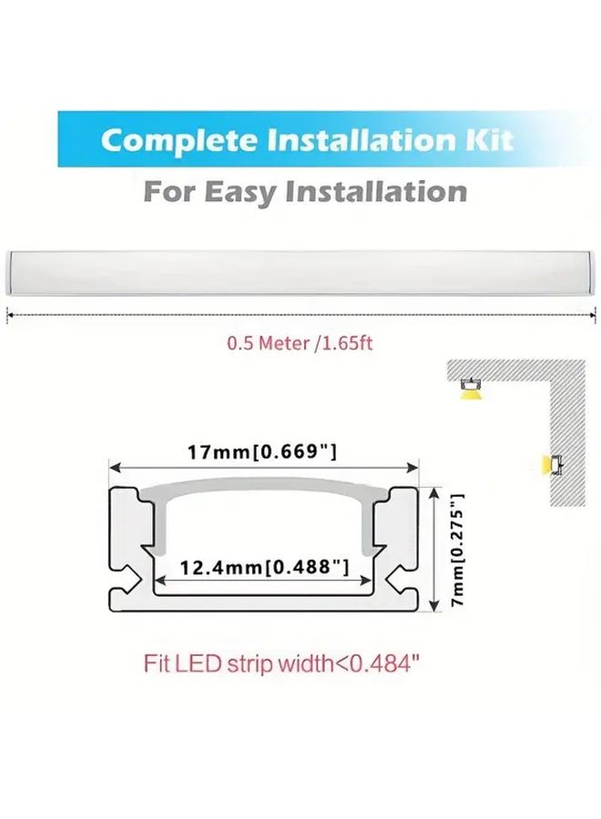 شرائط ضوء LED على شكل حرف U 6 قطع قناة سوداء مع موزع UV سطح التثبيت بدون كهرباء - Image 3