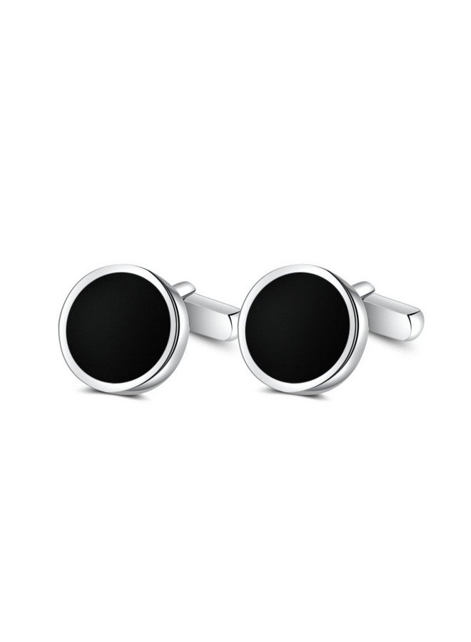 Merit Ocean Mens Onyx Cufflinks And Studs Set Silver Black Cufflinks For Men Tuxedo Shirts Business Wedding Gift - Image 5