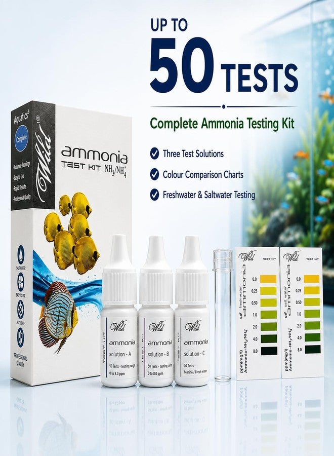VAYINATO® Aquatic Remedies Wild Ammonia Test Kit for Aquarium | Freshwater & Saltwater Water Testing Kit | 3 Solution Test with Colour Comparison Chart | Up to 50 Tests - Image 5