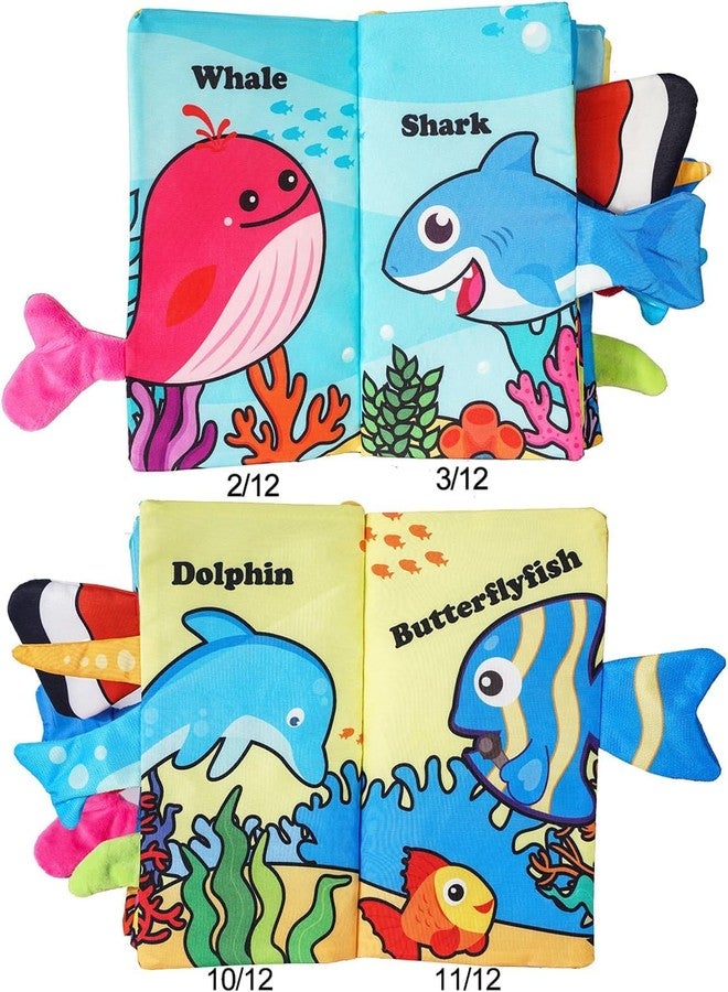 KolorFish Soft Baby Books Toys 0-3-6-12 Months, 3D Touch and Feel Crinkle Books for Babies, Newborn Infants & Toddlers, Early Development Interactive Car & Stroller Soft Toys (Sea World) - Image 2