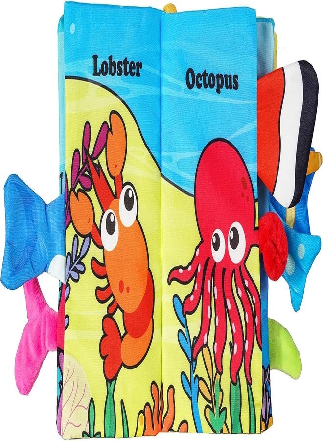 KolorFish Soft Baby Books Toys 0-3-6-12 Months, 3D Touch and Feel Crinkle Books for Babies, Newborn Infants & Toddlers, Early Development Interactive Car & Stroller Soft Toys (Sea World) - Image 5