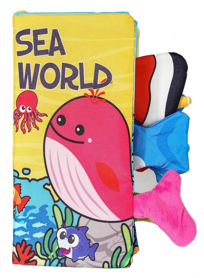 KolorFish Soft Baby Books Toys 0-3-6-12 Months, 3D Touch and Feel Crinkle Books for Babies, Newborn Infants & Toddlers, Early Development Interactive Car & Stroller Soft Toys (Sea World) - Image 1
