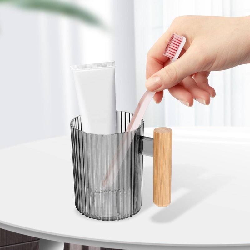 Transparent Travel Toothbrush Cup Set Of 4 Portable Bathroom Storage With Comfortable Handle - Image 5