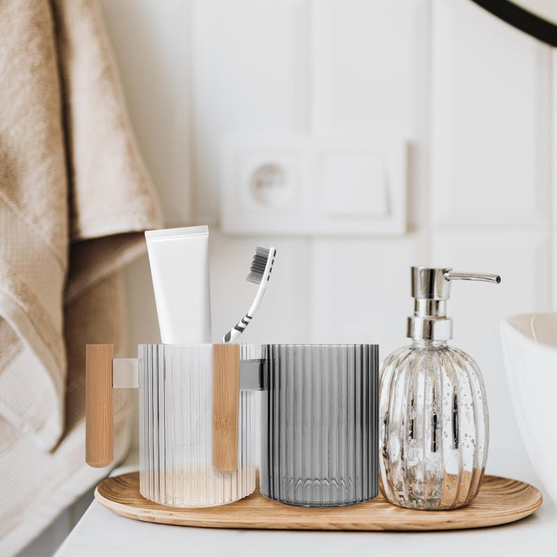 Transparent Travel Toothbrush Cup Set Of 4 Portable Bathroom Storage With Comfortable Handle - Image 4
