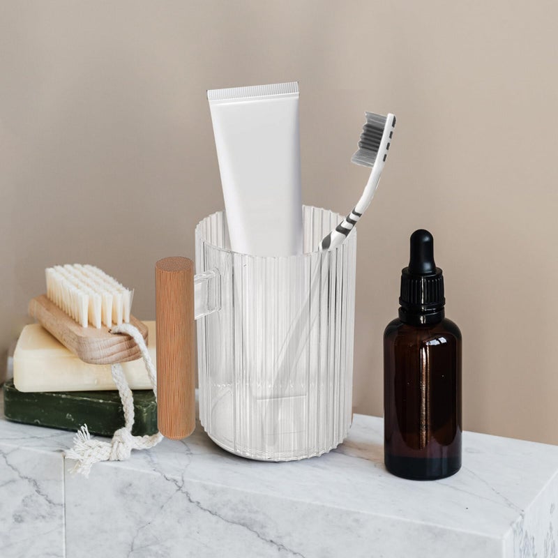 Transparent Travel Toothbrush Cup Set Of 4 Portable Bathroom Storage With Comfortable Handle - Image 3