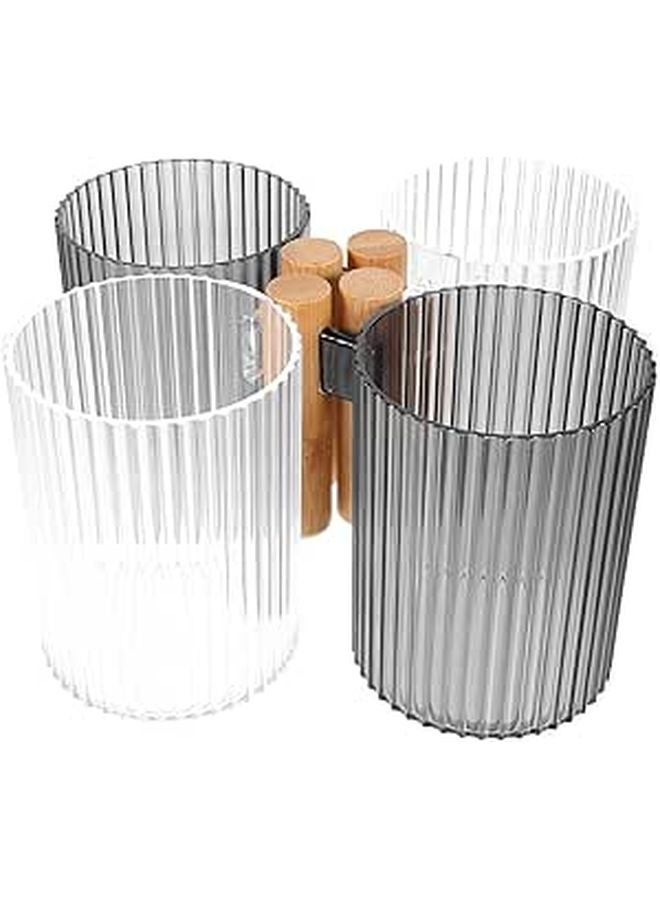 Transparent Travel Toothbrush Cup Set Of 4 Portable Bathroom Storage With Comfortable Handle - Image 1