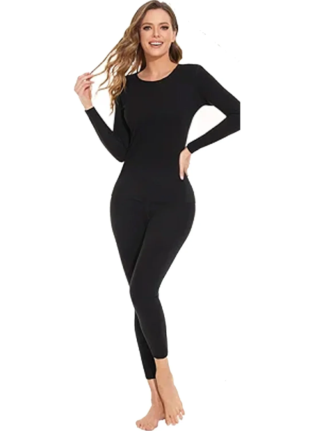 Belifanti Collection Thermal Underwear Bottom Top Set Black
