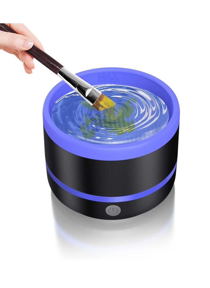 SYOSI EXCEFORE Electric Paint Brush Cleaner Rinse Cup, with Silica gel mat bowl Portable Rinse Cup, 3 mode Improvement Buttons Automatic Dryer Machine, for Watercolor, Oil, Gouache Painting (Blue)  - Image 1