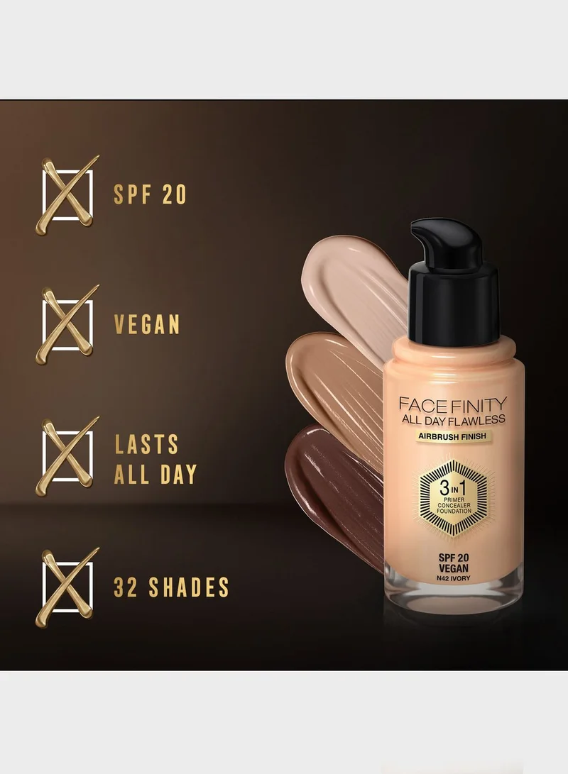 Max Factor Max Factor Facefinity All Day Flawless 3 in 1 Foundation – 33 – Crystal Beige, 30ml