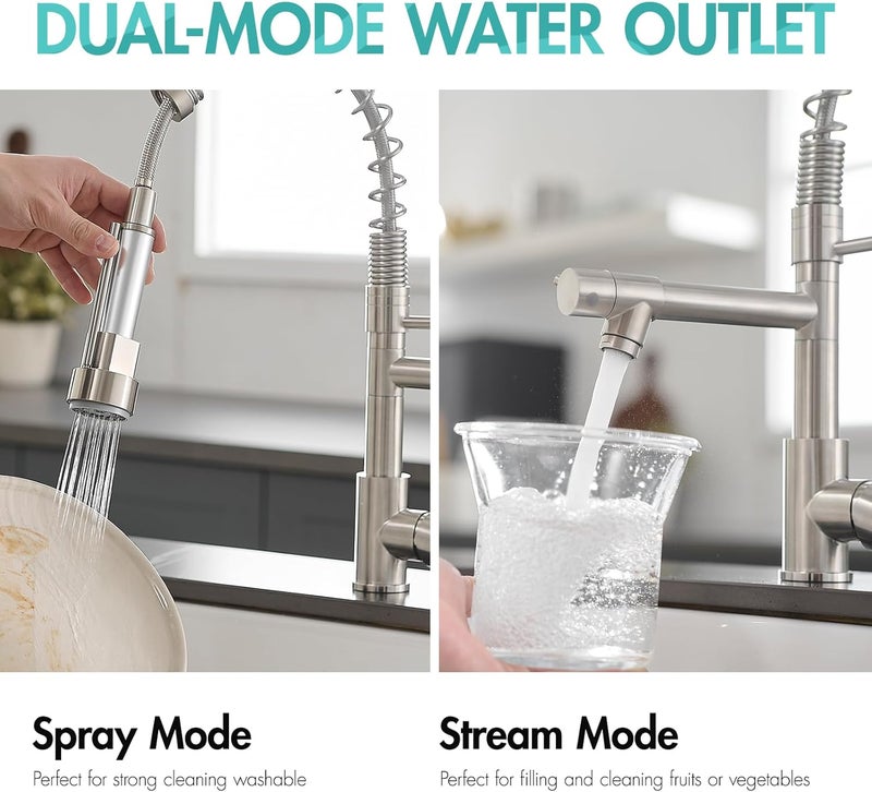 AIMADI Contemporary Kitchen Sink Faucet,Single Handle Stainless Steel Kitchen Faucets with Pull Down Sprayer,Brushed Nickel - Image 4