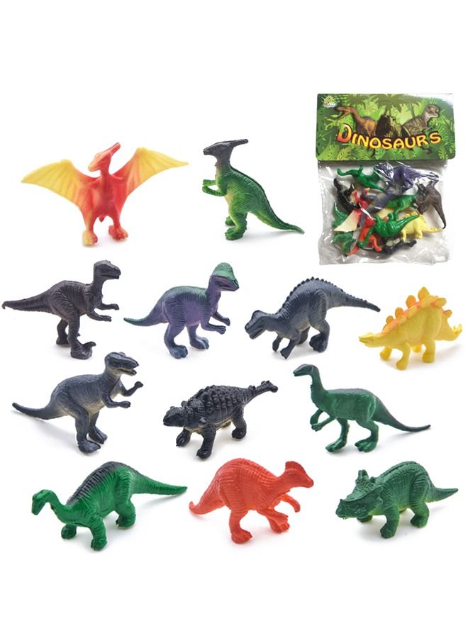 12PCS Mini Dinosaur Toy, Plastic Simulation Dinosaur Model, PVC Solid Dinosaur Model Birthday Party Gift Children's Toy - Image 1